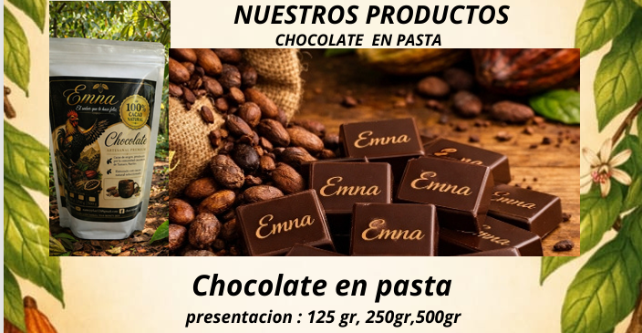 Chocolate en pasta EMNA presentaciones 125g, 250g y 500g